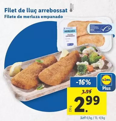 Oferta de Filete De Merluza Empanado por 2,99€ en Lidl