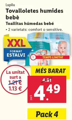 Oferta de Lupilu -  Toallitas Húmedas Bebé por 4,49€ en Lidl