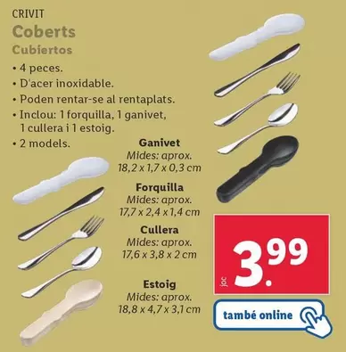 Oferta de Crivit - Cubiertos por 3,99€ en Lidl