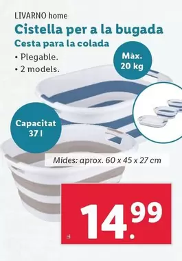 Oferta de Livarno Home - Cesta Para La Colada por 14,99€ en Lidl