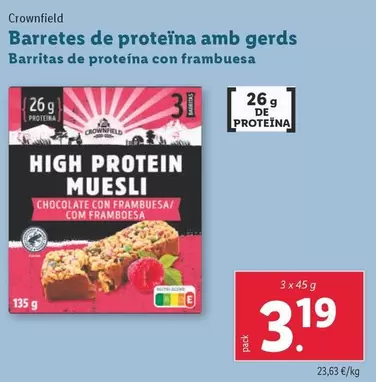 Oferta de Crownfield - Barritas De Proteína Con Frambuesa por 3,19€ en Lidl