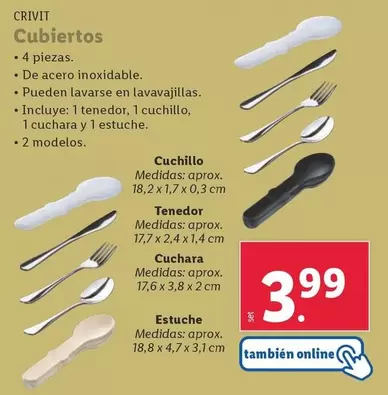 Oferta de Crivit - Cubiertos por 3,99€ en Lidl