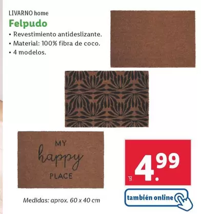 Oferta de Livarno Home - Felpudo por 4,99€ en Lidl