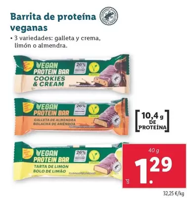 Oferta de Barrita De Proteína Veganas por 1,29€ en Lidl