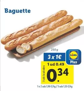 Oferta de Baguette por 0,49€ en Lidl