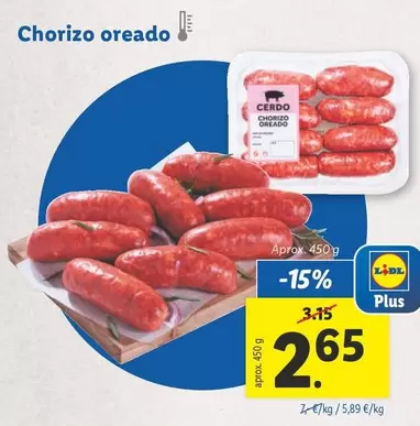 Oferta de Chorizo Oreado por 2,65€ en Lidl