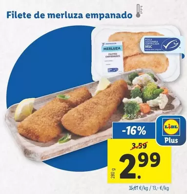Oferta de Filete De Merluza Empanado  por 2,99€ en Lidl