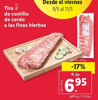 Oferta de Tira De Costilla De Cerdo A Las Finas Hierbas por 6,95€ en Lidl