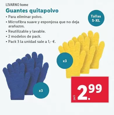 Oferta de Livarno - Guantes quitapolvo por 2,99€ en Lidl