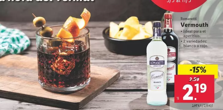 Oferta de Romanetti - Vermouth por 2,19€ en Lidl