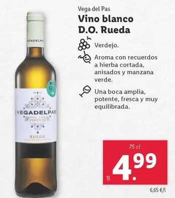 Oferta de Vega Del Pas - Vino Blanco D.O. Rueda por 4,99€ en Lidl