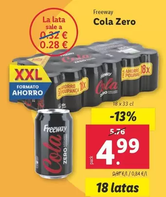 Oferta de Freeway - Cola Zero por 4,99€ en Lidl