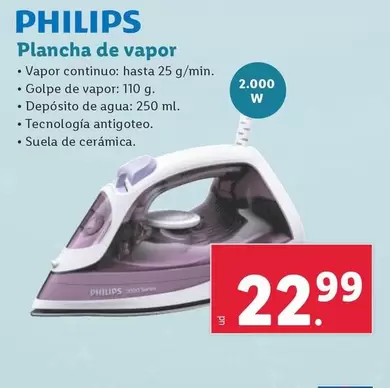 Oferta de Philips - Plancha De Vapor por 22,99€ en Lidl