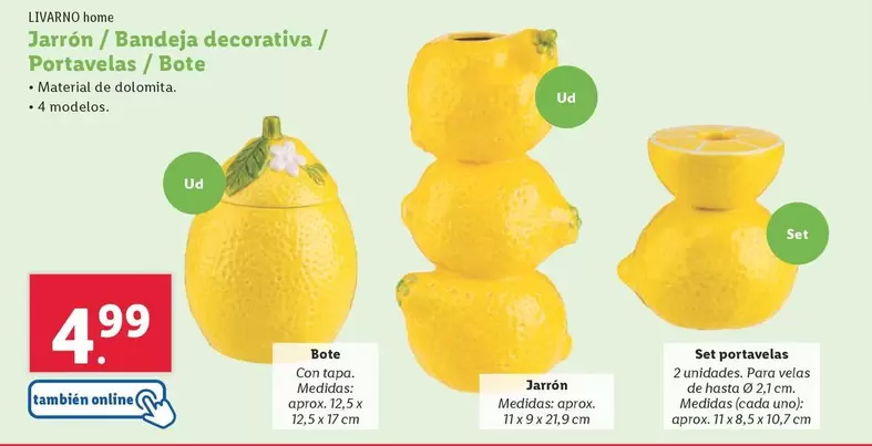 Oferta de Livarno Home - Jarrón / Bandeja Decorativa / Portavelas / Bote por 4,99€ en Lidl