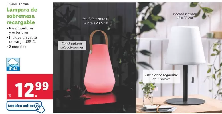 Oferta de Livarno - Lámpara De Sobremesa Recargable por 12,99€ en Lidl