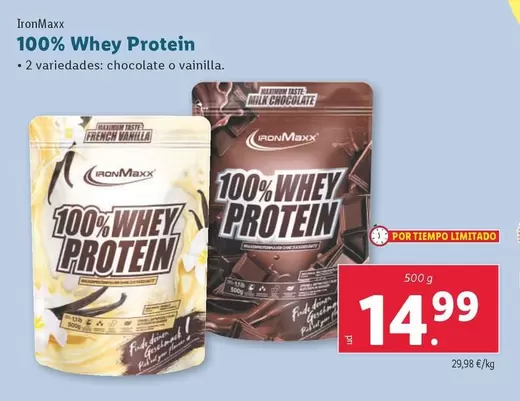 Oferta de 100% Whey Protein por 14,99€ en Lidl