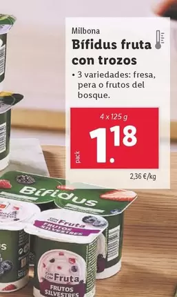 Oferta de Milbona - Bífidus Fruta Con Trozos por 1,18€ en Lidl