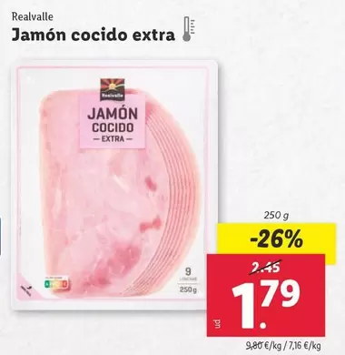 Oferta de Realvalle - Jamon Cocido Extra por 1,79€ en Lidl