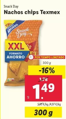 Oferta de Snack Day - Nachos Chips Texmex por 1,49€ en Lidl