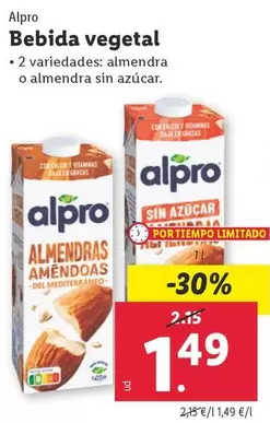 Oferta de Alpro - Bebida Vegetal por 1,49€ en Lidl