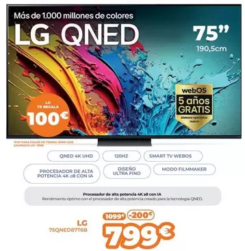 Oferta de LG - 75QNED87T6B  por 799€ en Pascual Martí