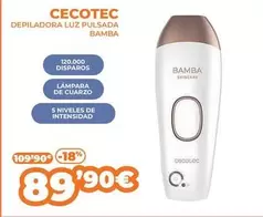 Oferta de Cecotec - Depiladora Luz Pulsada Bamba por 89,9€ en Pascual Martí