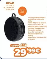Oferta de Head - Altavoz Bluetooth Portatil por 29,99€ en Pascual Martí