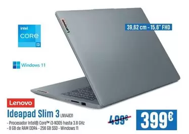 Oferta de Lenovo - Ideapad Slim 3 Lnv4831 por 399€ en Beep