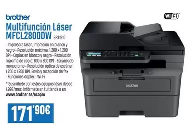 Oferta de Brother - Multifunción Laser MFCL2800DW por 171,9€ en Beep