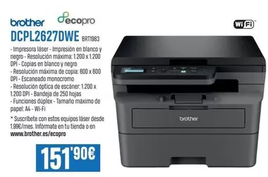 Oferta de Brother - Dcpl2627dwe por 151,9€ en Beep