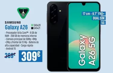 Oferta de Samsung - Galaxy A26 por 309€ en Beep
