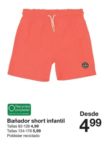 Oferta de Banador Short Infantil por 4,99€ en ZEEMAN