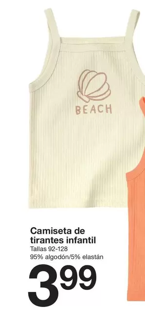 Oferta de Camiseta De Tirantes Infantil por 3,99€ en ZEEMAN