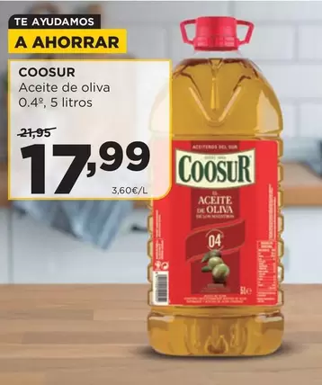 Oferta de Coosur - Aceite De Oliva 0,4'/ 5 Litros por 17,99€ en Alimerka