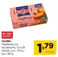 Oferta de Isabel - Mejillones En Escabeche por 1,79€ en Alimerka