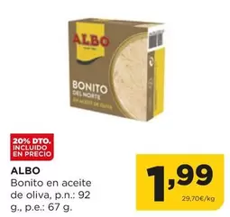 Oferta de Albo - Bonito En Aceite De Oliva por 1,99€ en Alimerka