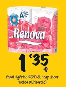 Oferta de Renova - Papel Higiénico 4 Cap Decor 4 Rollos por 1,35€ en Cash Fresh