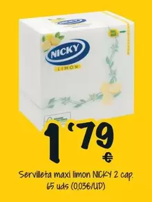 Oferta de Nicky - Servilleta Maxi Limon por 1,79€ en Cash Fresh
