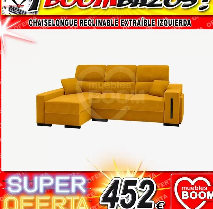 Oferta de Chaiselongue Reclinable Extraíble Izquierda en Muebles Boom