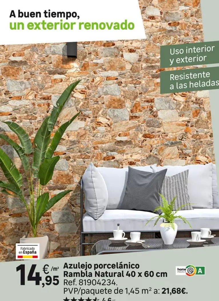 Oferta de Fabricado en españa - Azulejo Porcelanico Rambla Natural 40x60 Cm por 14,95€ en Leroy Merlin