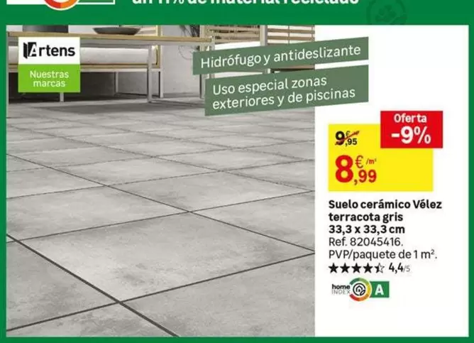 Oferta de Home - Suelo Corámico Véleez Terracota Gris por 8,99€ en Leroy Merlin