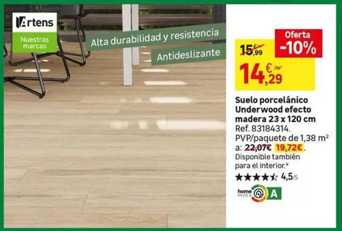 Oferta de Home - Suelo Porcelanico Underwood Efecto Madera por 14,29€ en Leroy Merlin