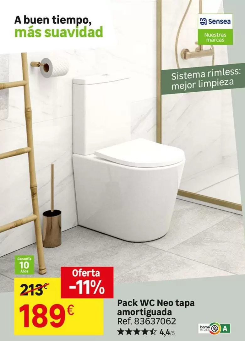Oferta de Sistema - Pack WC Neo Tapa Amortigudada por 189€ en Leroy Merlin
