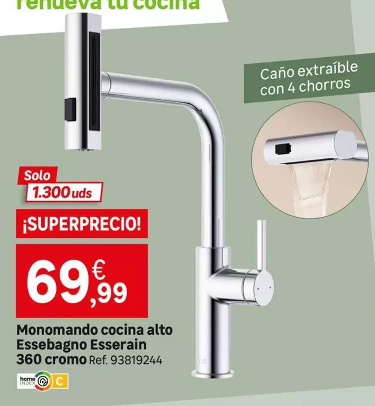 Oferta de Solo - Monomando Cocina Alto Essebagno Esseracin por 69,99€ en Leroy Merlin