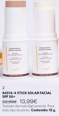 Oferta de Cristian Lay - Stick Facial Spf 50+ por 13,99€ en Cristian Lay