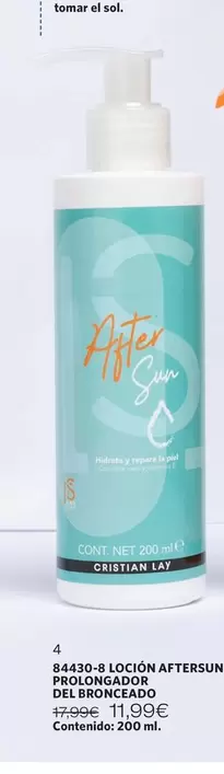 Oferta de Cristian Lay - Locion Aftersun Prolongador Del Bronceado por 11,99€ en Cristian Lay