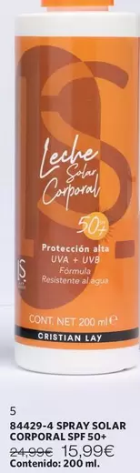 Oferta de Solar - Spray  Corporal Spf 50+ por 15,99€ en Cristian Lay