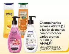 Oferta de Amalfi - Champú Varios Aromas O Jabón De Manos Con Dosificador Varios Aromas por 0,9€ en Supeco