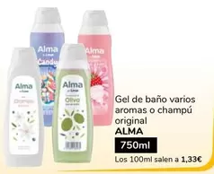 Oferta de Alma - Gel De Baño Varios Aromas O Champú Original por 1€ en Supeco