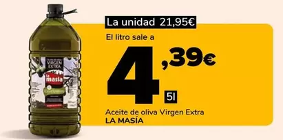 Oferta de La Masía - Aceite De Oliva Virgen Extra por 21,95€ en Supeco